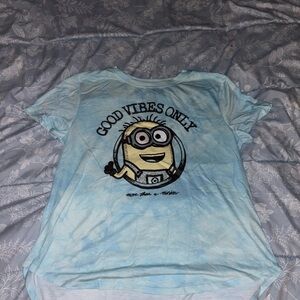 Blue Graphic Short Sleeve Tee with Cartoon Print